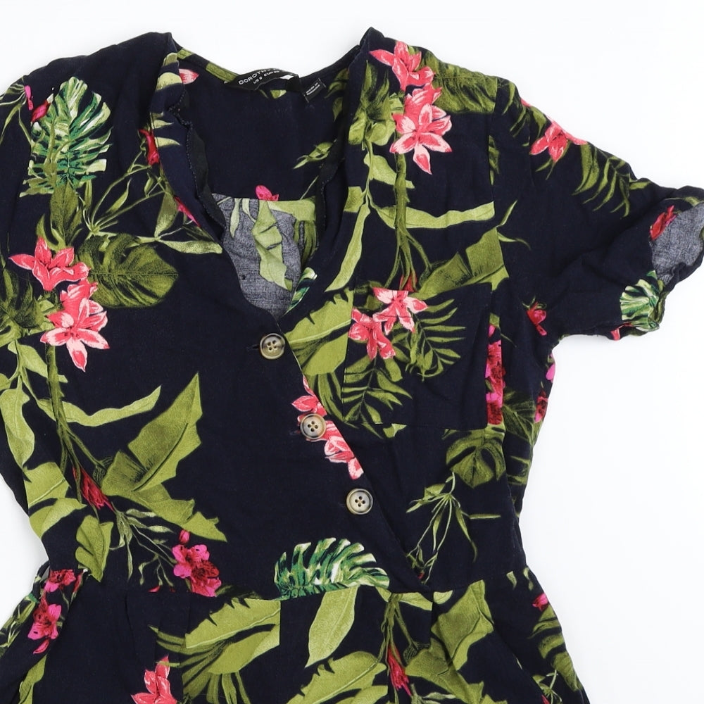 Dorothy Perkins Womens Blue Floral  Playsuit One-Piece Size 10
