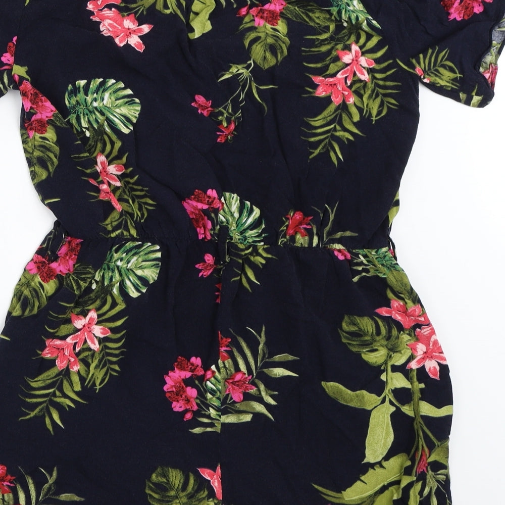 Dorothy Perkins Womens Blue Floral  Playsuit One-Piece Size 10