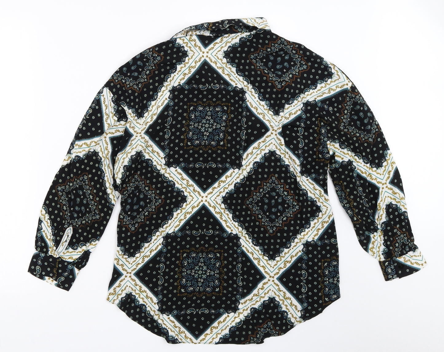 Primark Womens Black Geometric  Basic Button-Up Size 6