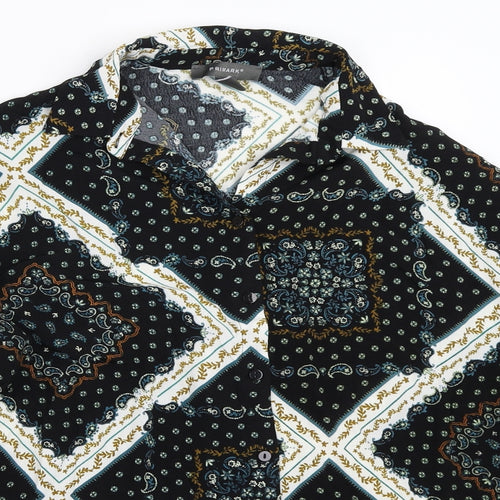Primark Womens Black Geometric  Basic Button-Up Size 6