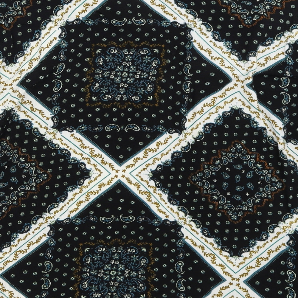 Primark Womens Black Geometric  Basic Button-Up Size 6