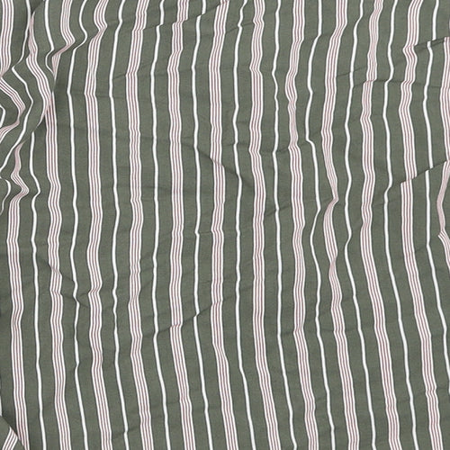 Pull&Bear Womens Green Striped  Basic Button-Up Size XS