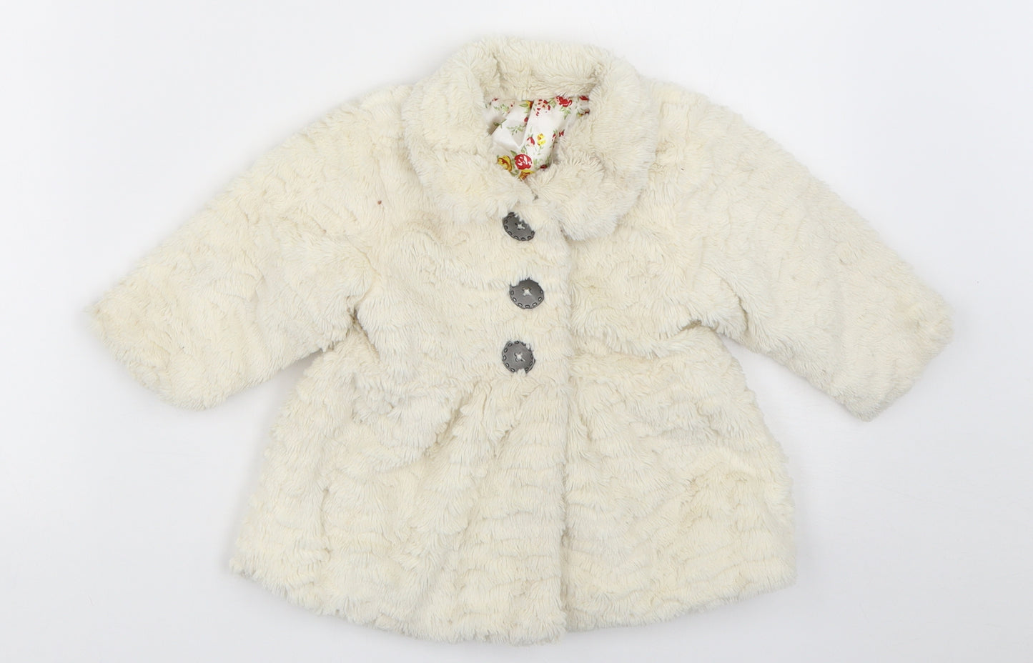 George Girls Ivory   Overcoat Coat Size 6-9 Months