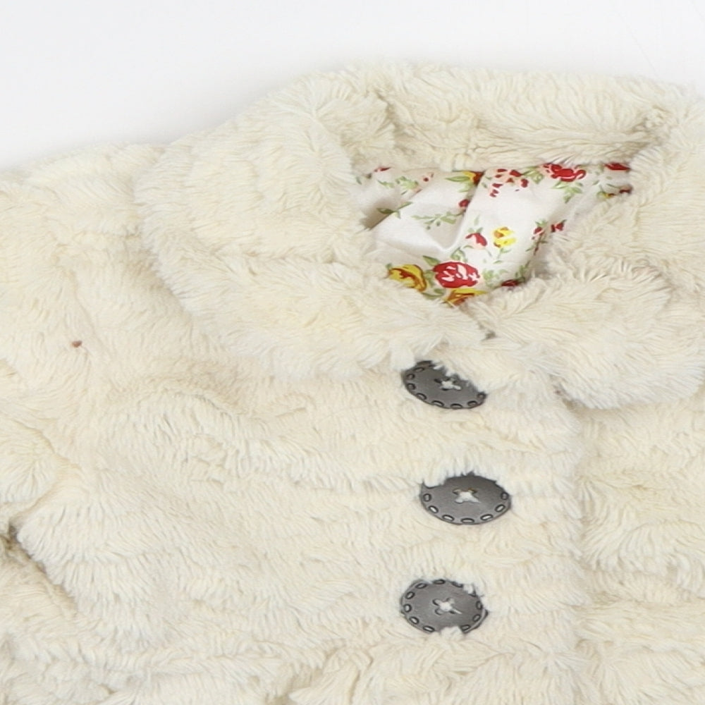George Girls Ivory   Overcoat Coat Size 6-9 Months