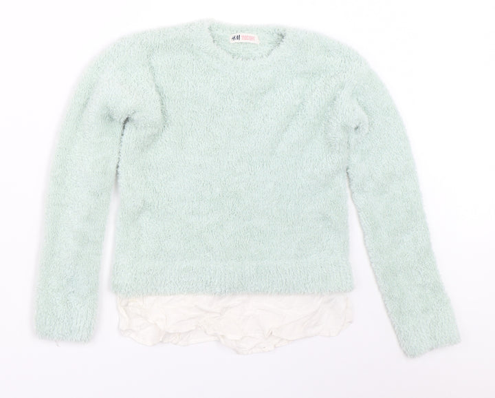 H&M Girls Green Pullover Jumper Size 11-12 Years