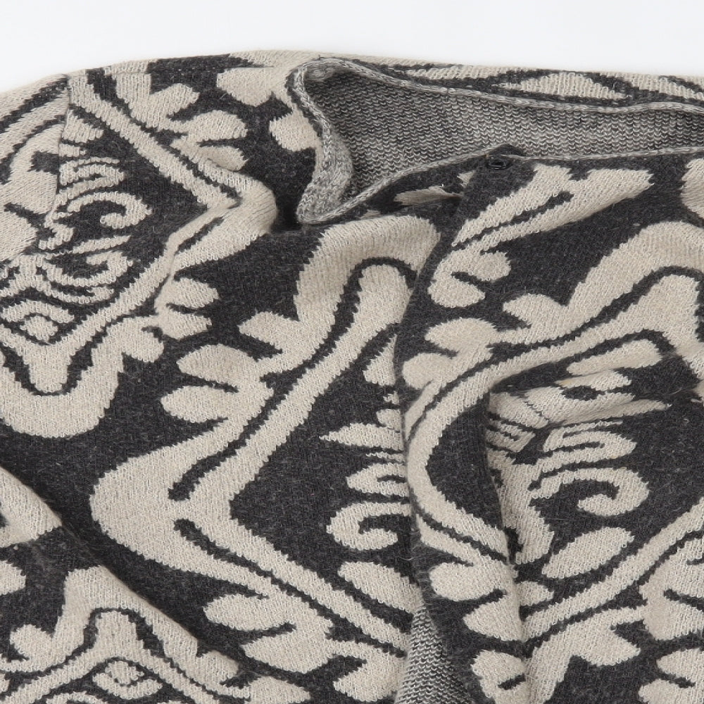 M&S Womens Grey Fair Isle  Wrap Jumper Size 18