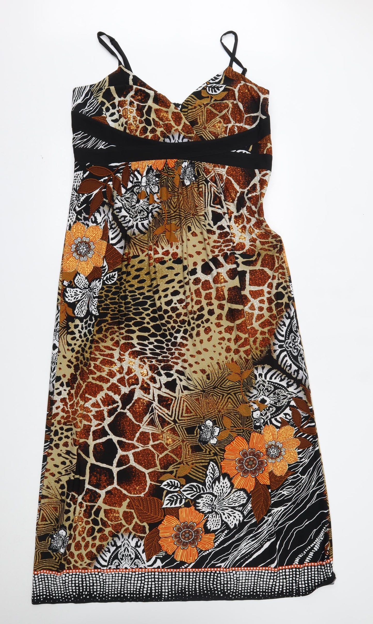Wallis Womens Brown Animal Print  A-Line  Size 16