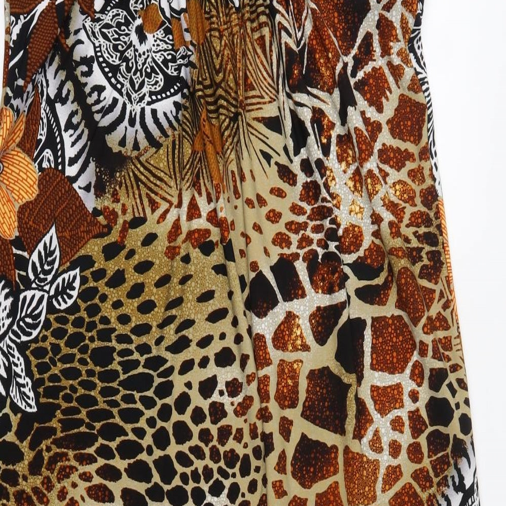 Wallis Womens Brown Animal Print  A-Line  Size 16