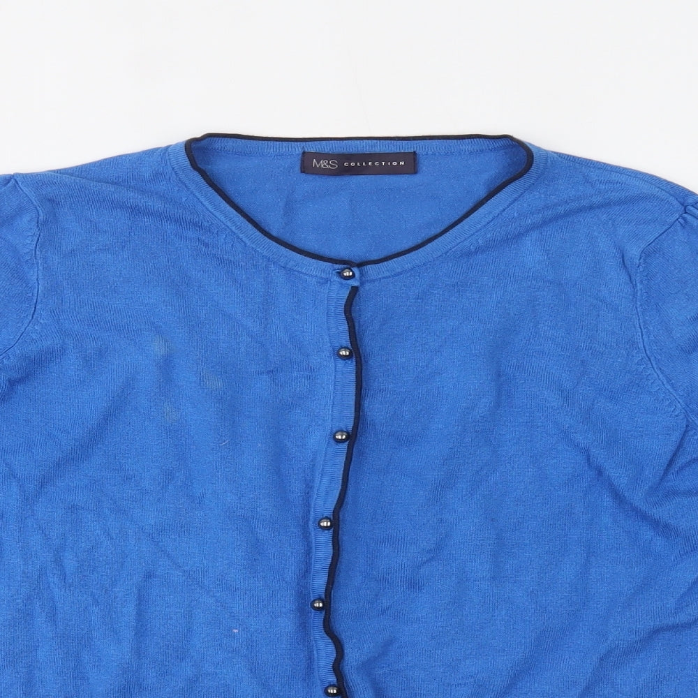 M&S Womens Blue   Cardigan Jumper Size 14