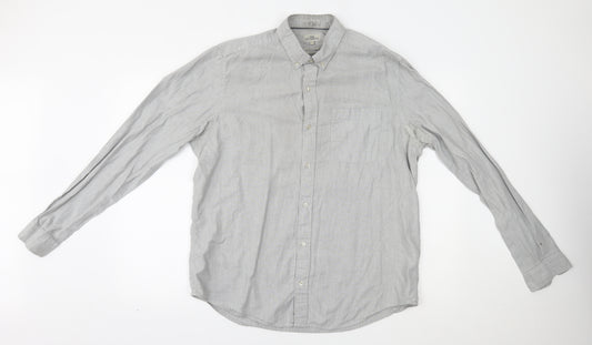 Front view of Next men’s grey button-up, size L