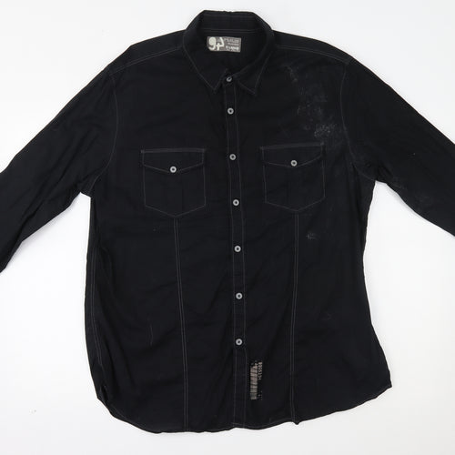 Burton Mens Black Striped   Button-Up Size XL