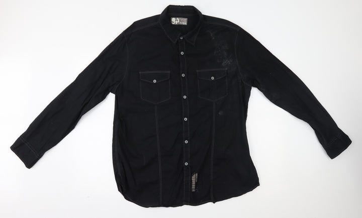 Burton Mens Black Striped   Button-Up Size XL