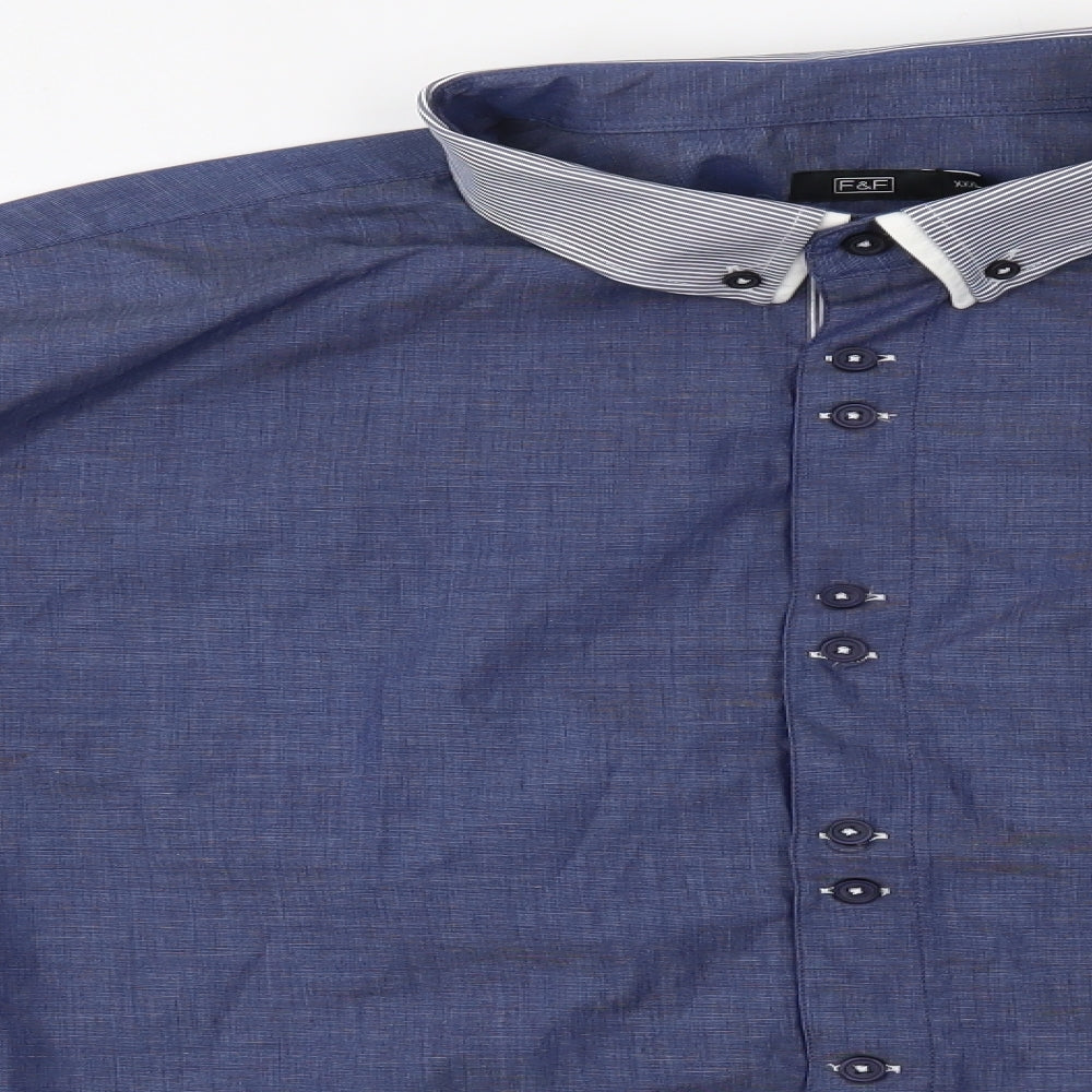 F&F Mens Blue Striped   Button-Up Size 3XL
