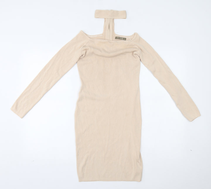 TU Womens Beige   Bodycon  Size 12  - with collar