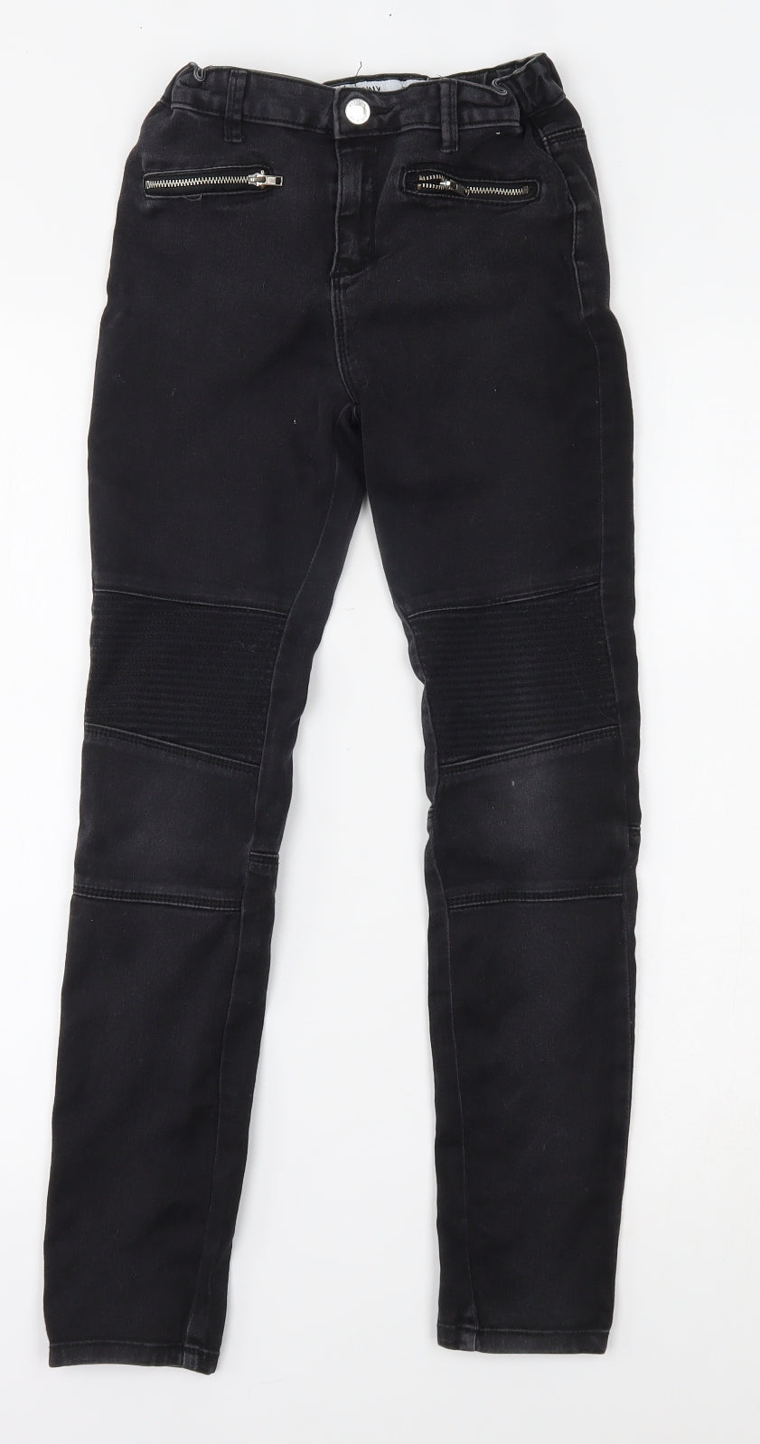 Primark Girls Black   Straight Jeans Size 11-12 Years - ribbed