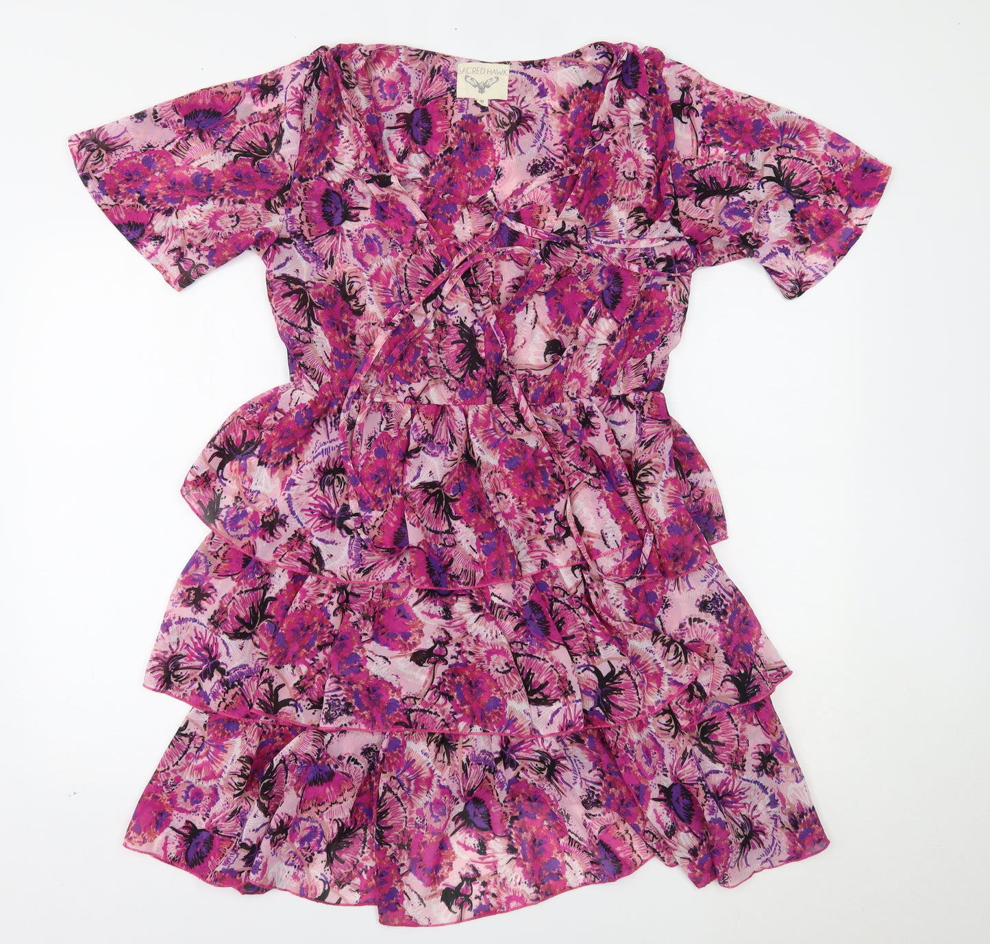 sacred hawk Womens Pink Floral  A-Line  Size M