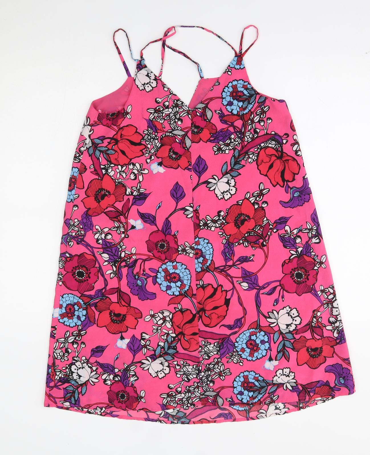 River Island Womens Pink Floral  A-Line  Size 6