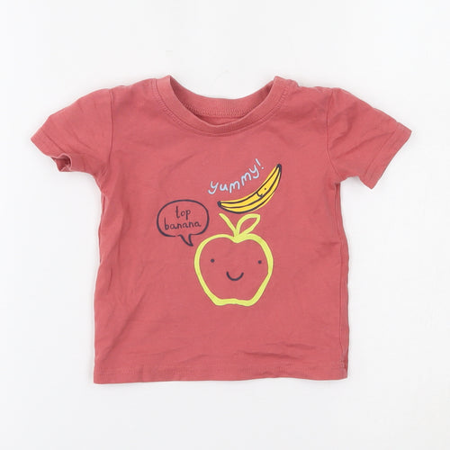 George Baby Red   Basic T-Shirt Size 3-6 Months  - banana