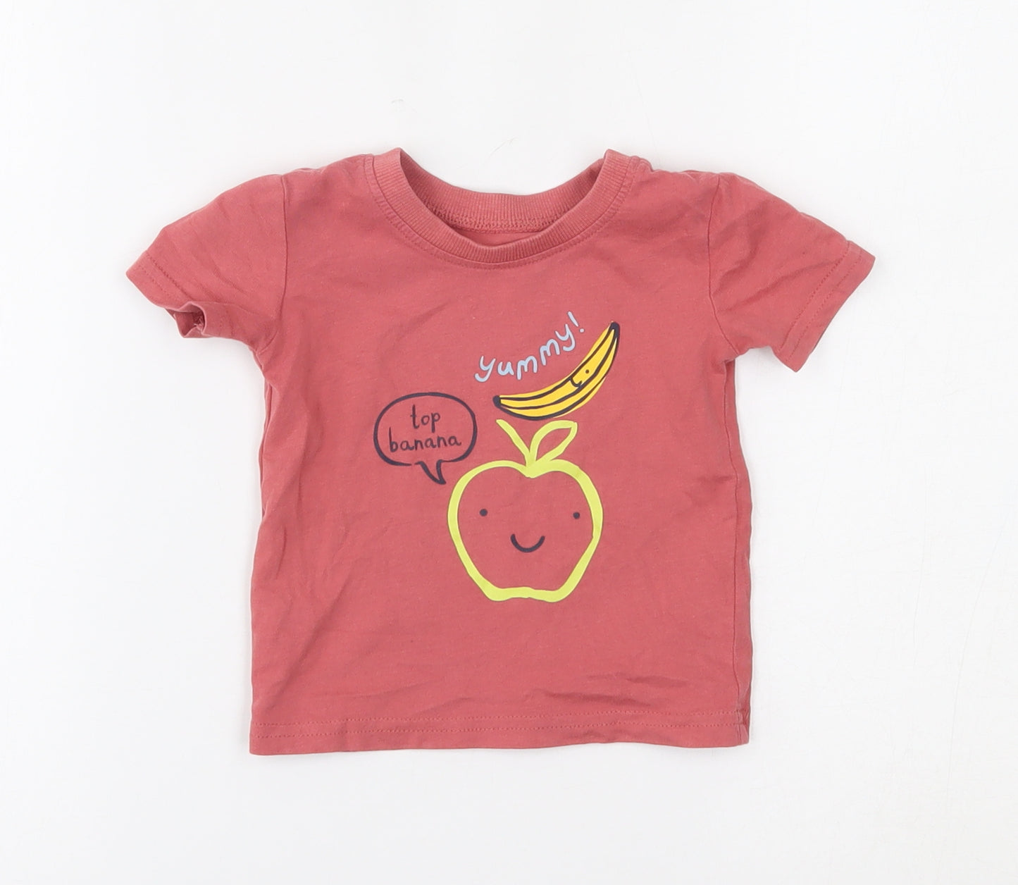 George Baby Red   Basic T-Shirt Size 3-6 Months  - banana