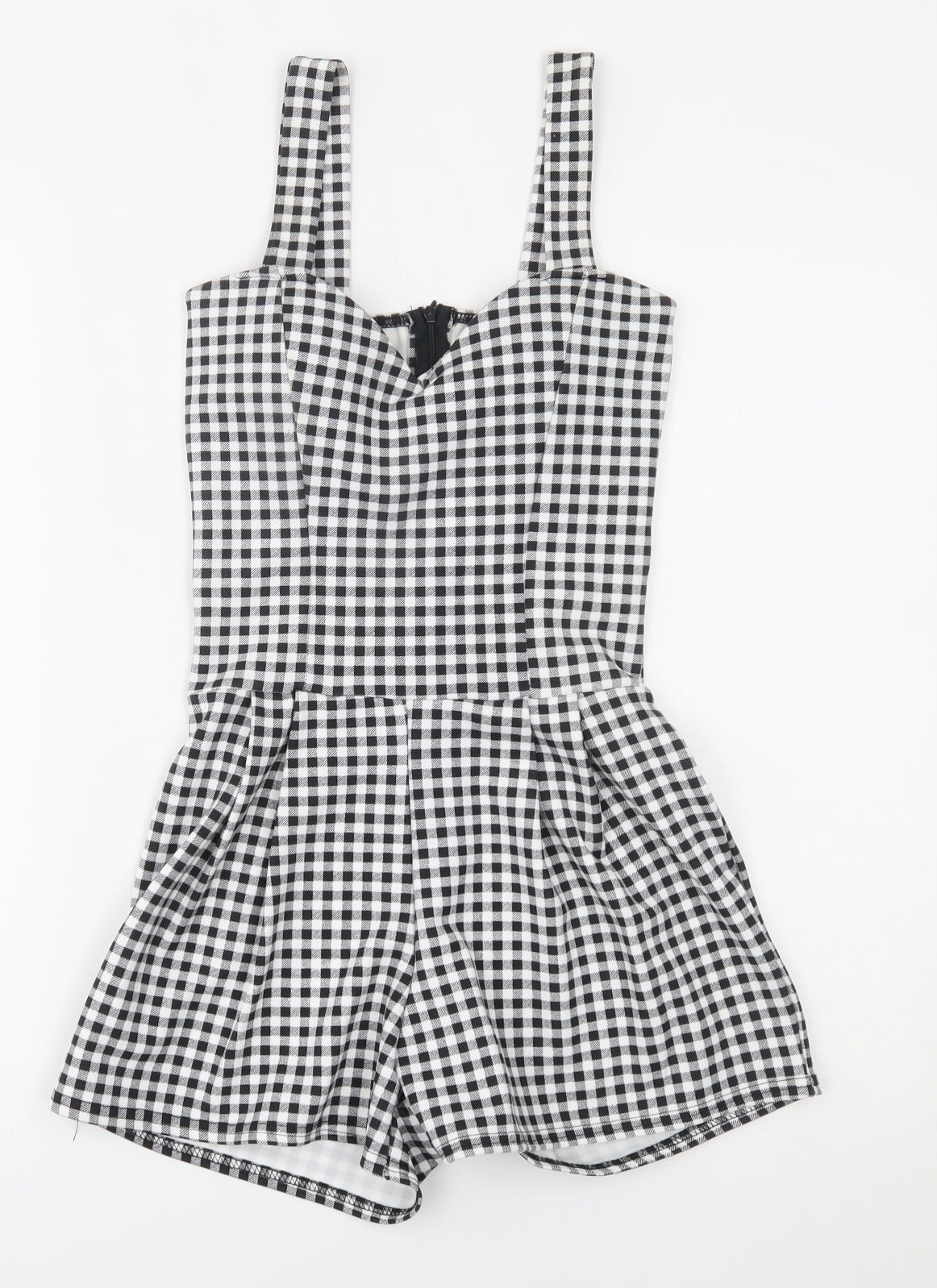 New Look Womens Grey Plaid  Romper One-Piece Size 8