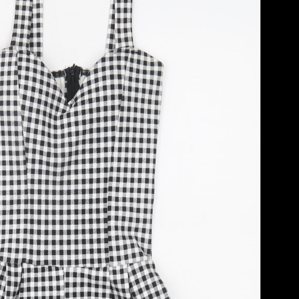 New Look Womens Grey Plaid  Romper One-Piece Size 8