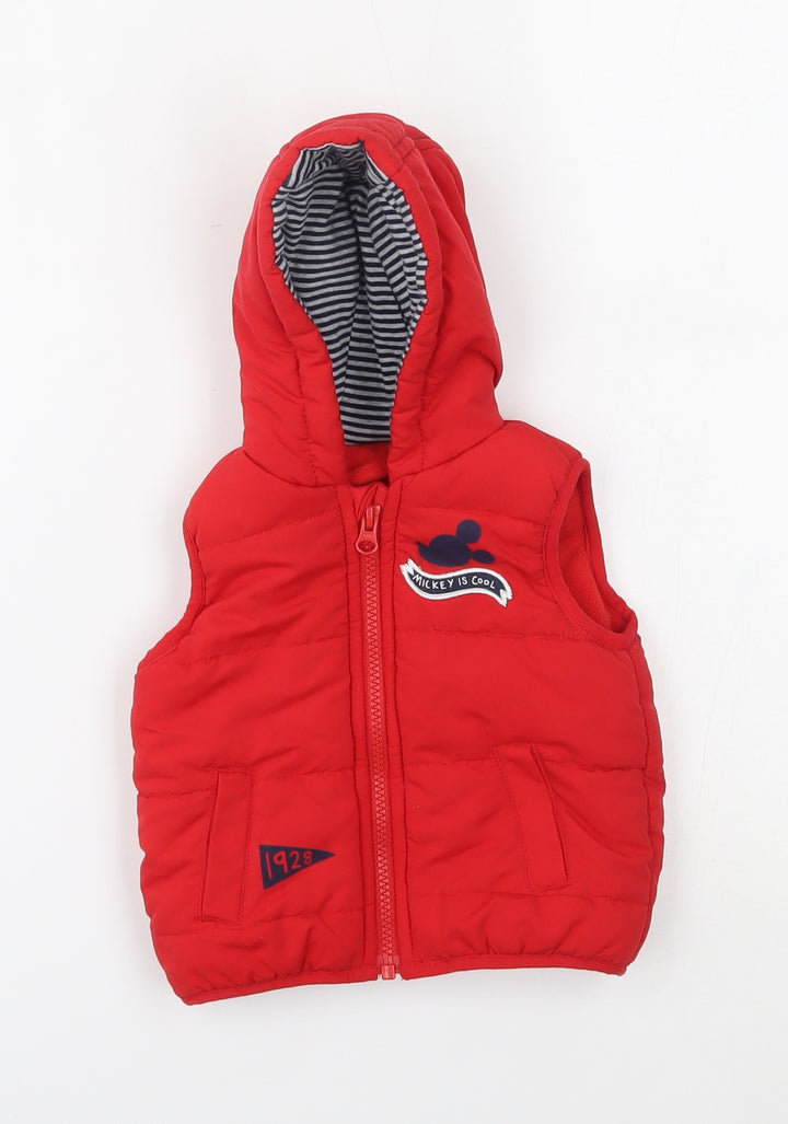 George Baby Red Gilet Coat Size 3-6 Months - mickey mouse