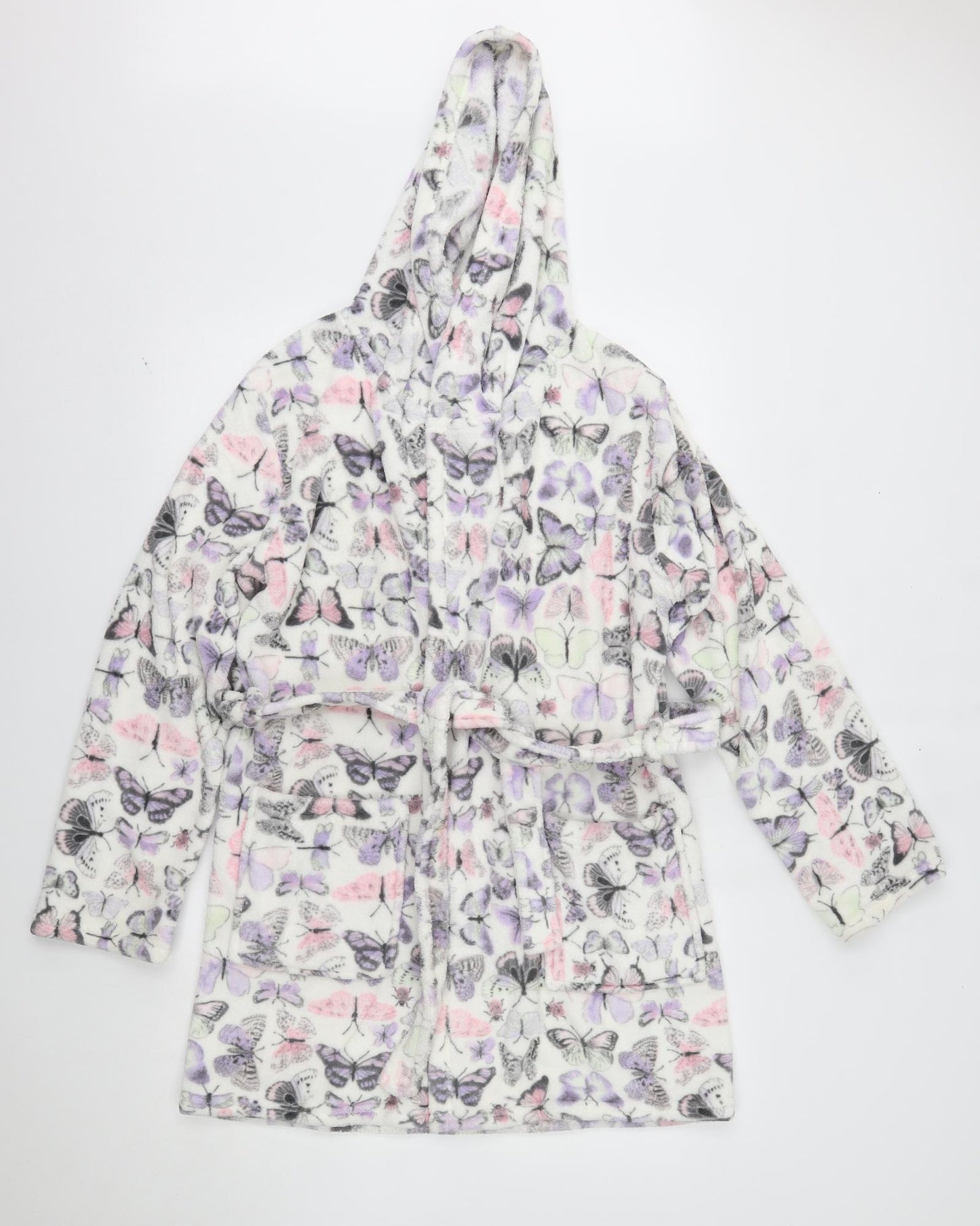 George Womens White    Robe Size M  - butterfly pattern