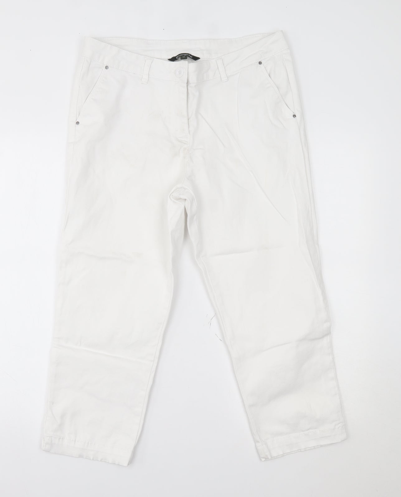 bonmarche Womens White   Cropped Jeans Size 14 L21 in