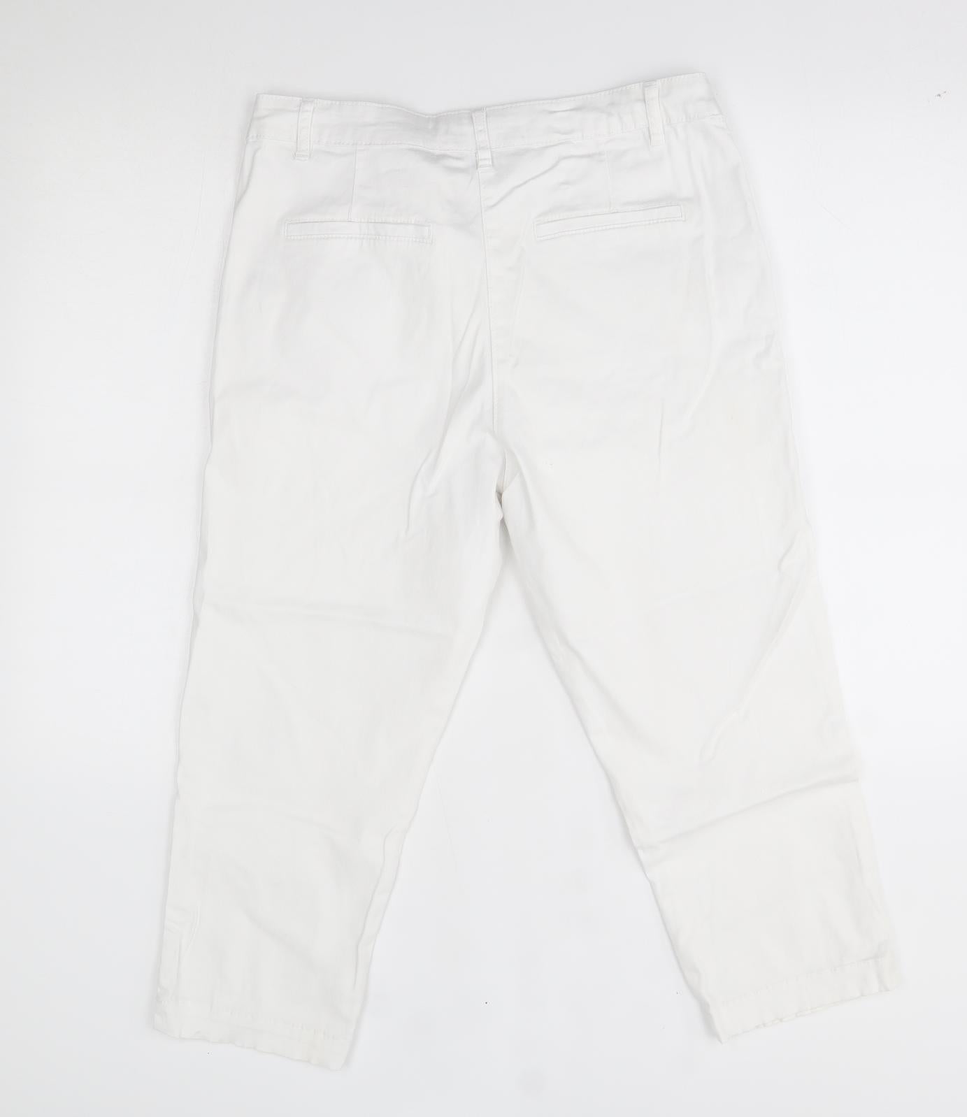 bonmarche Womens White   Cropped Jeans Size 14 L21 in