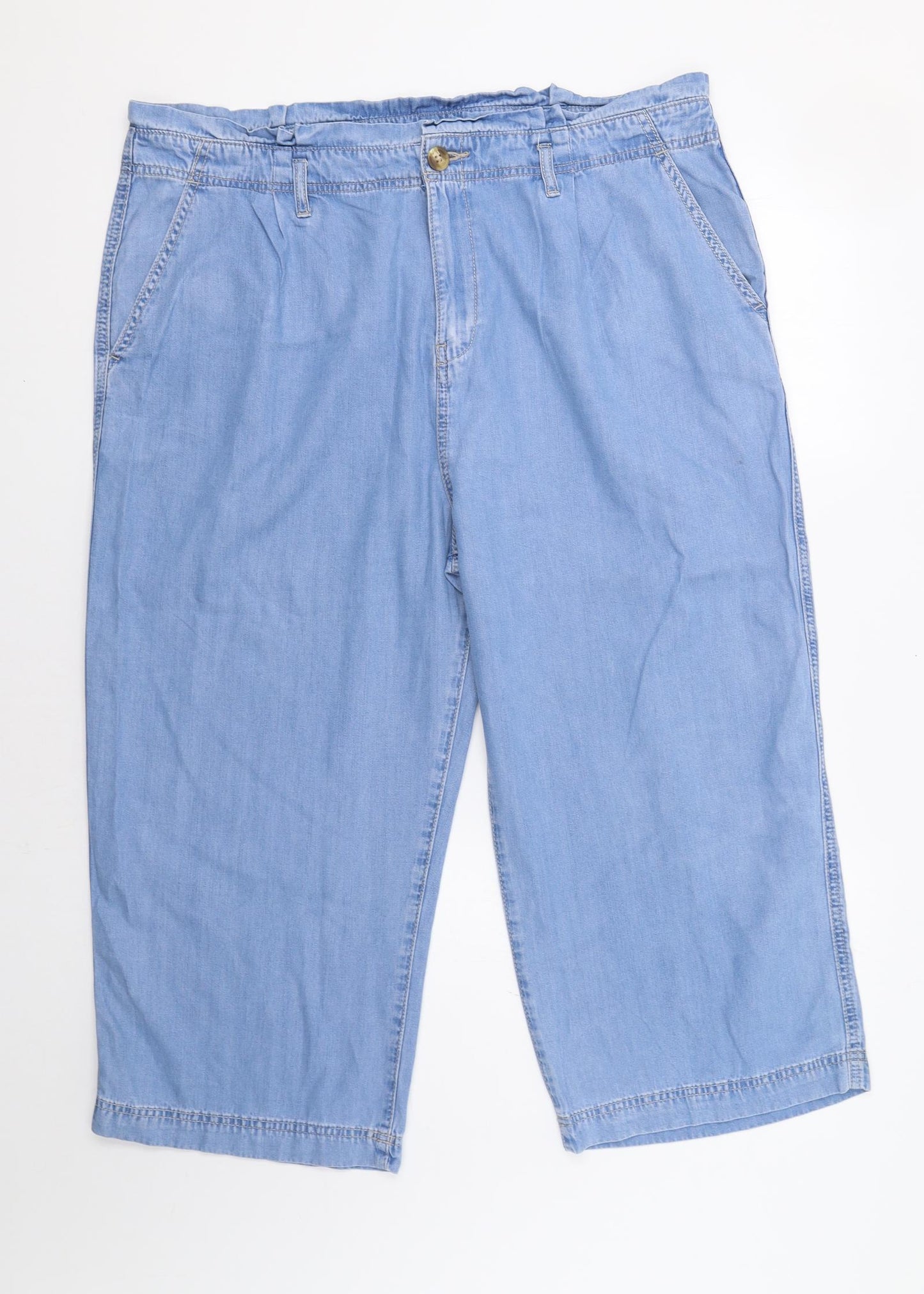 F&F Womens Blue   Cropped Trousers Size 20 L23 in