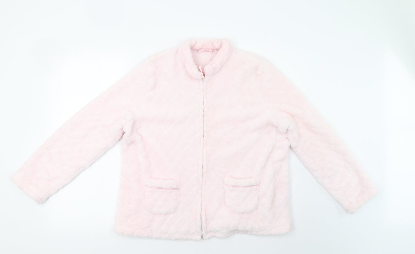 M&S Womens Pink  Fleece Top Pyjama Top Size 14