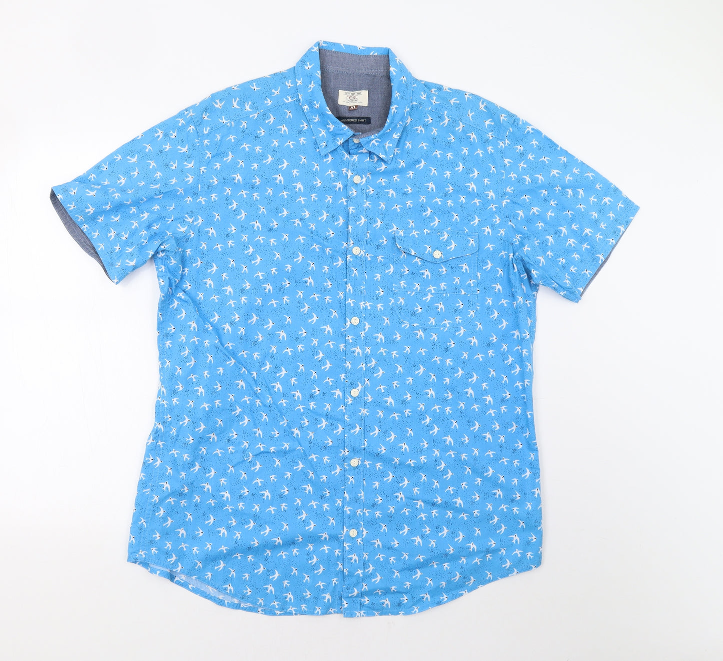 NEXT Mens Blue    Button-Up Size XL  - Bird Print