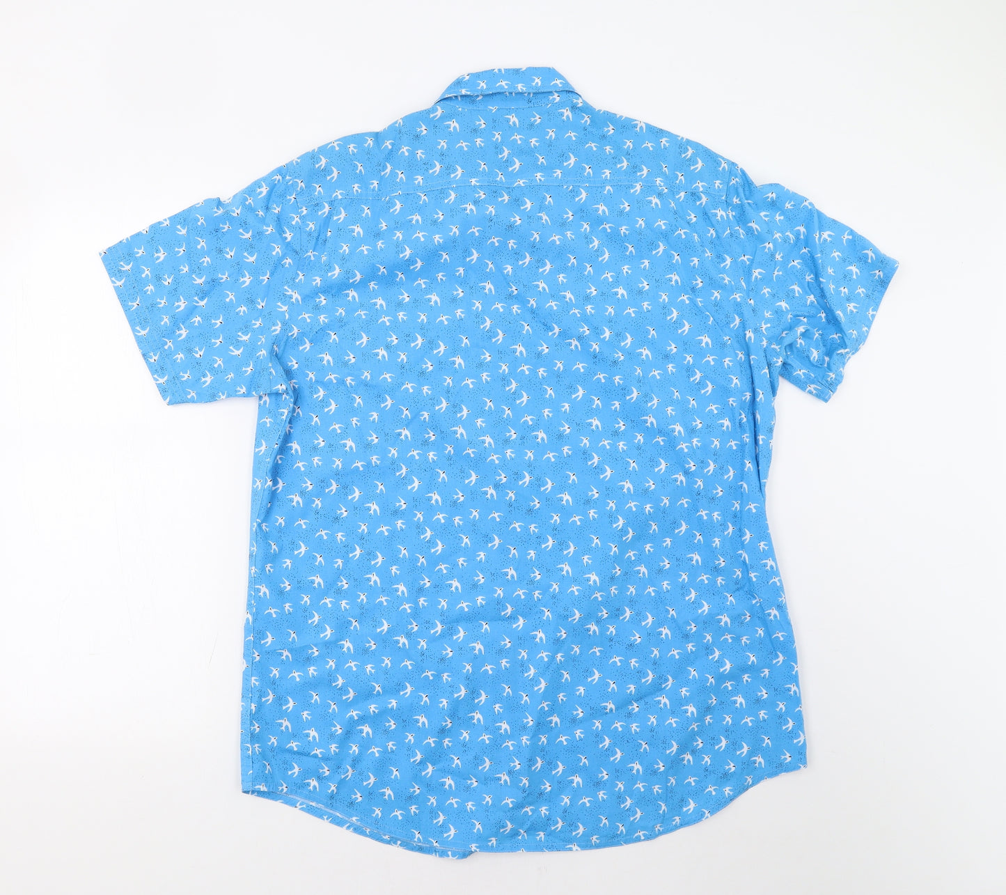 NEXT Mens Blue    Button-Up Size XL  - Bird Print