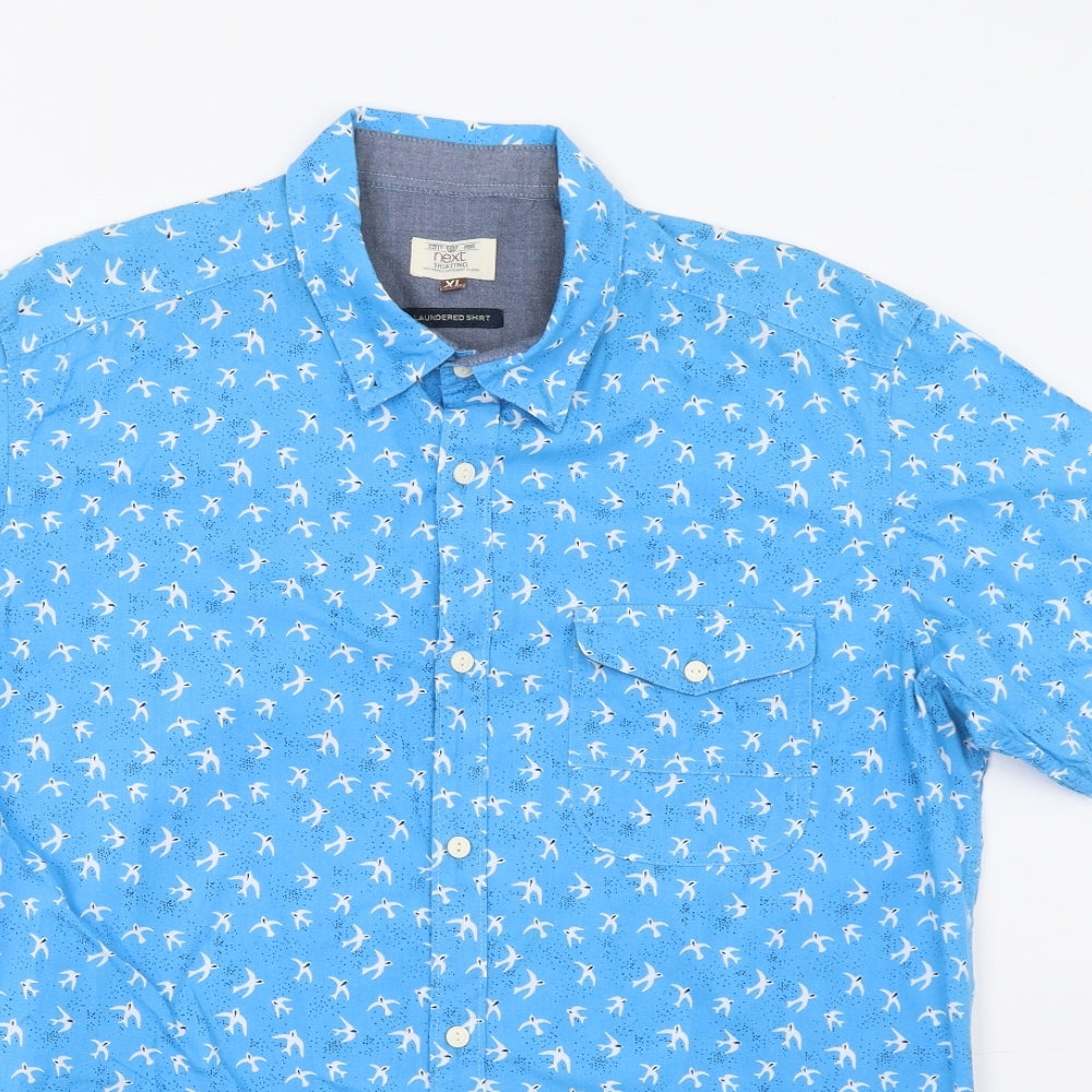 NEXT Mens Blue    Button-Up Size XL  - Bird Print