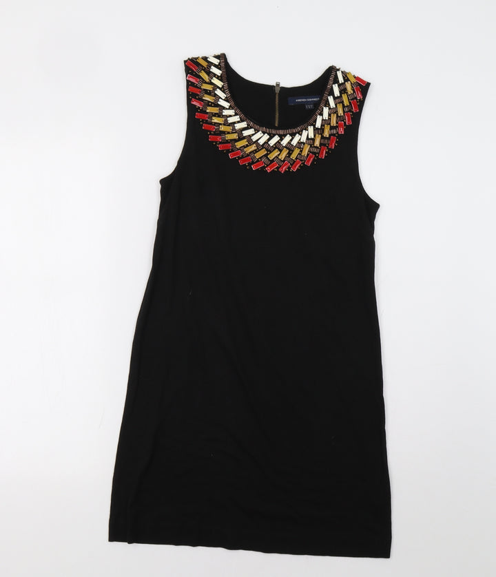 French Connection Womens Black A-Line Size S - Embellished Collar