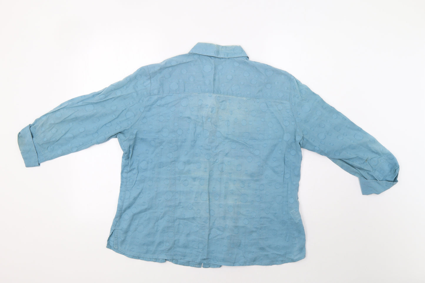 Laura Ashley Womens Blue Polka Dot  Basic Button-Up Size 18