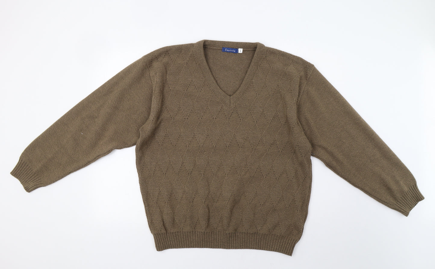 Invicta Mens Brown Argyle/Diamond  Pullover Jumper Size L