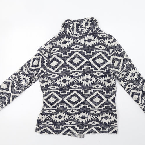 George Womens Blue Geometric  Overcoat Coatigan Size 14
