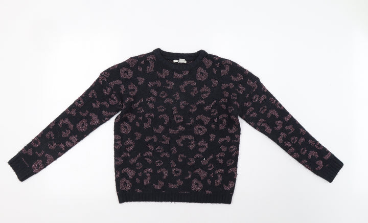 Primark Girls Blue Animal Print  Pullover Jumper Size 11-12 Years