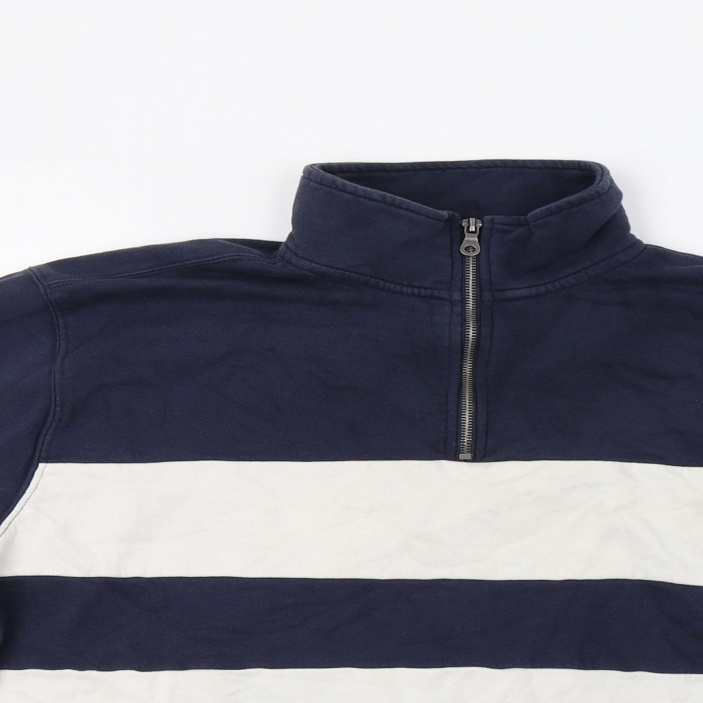 TU Mens Blue Striped  Henley Sweatshirt Size XL