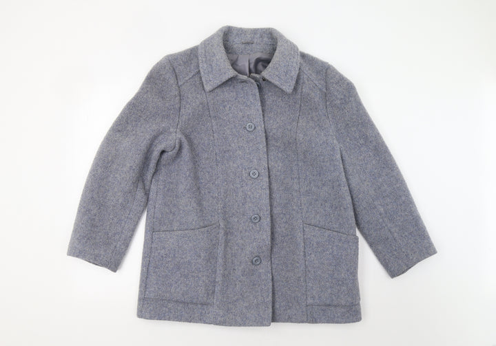 Littlewoods Womens Blue Pea Coat Coat Size 14