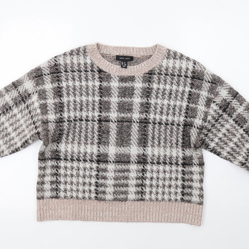 New Look Womens Pink Check  Pullover Jumper Size M