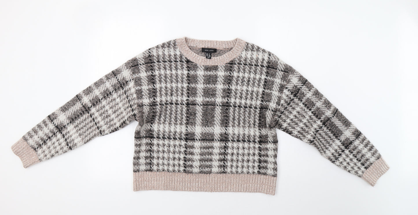 New Look Womens Pink Check  Pullover Jumper Size M
