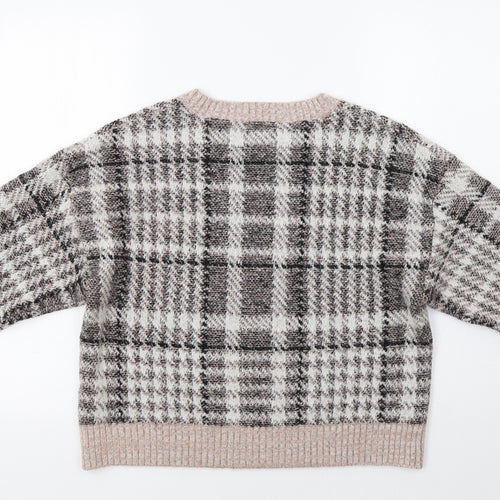 New Look Womens Pink Check  Pullover Jumper Size M