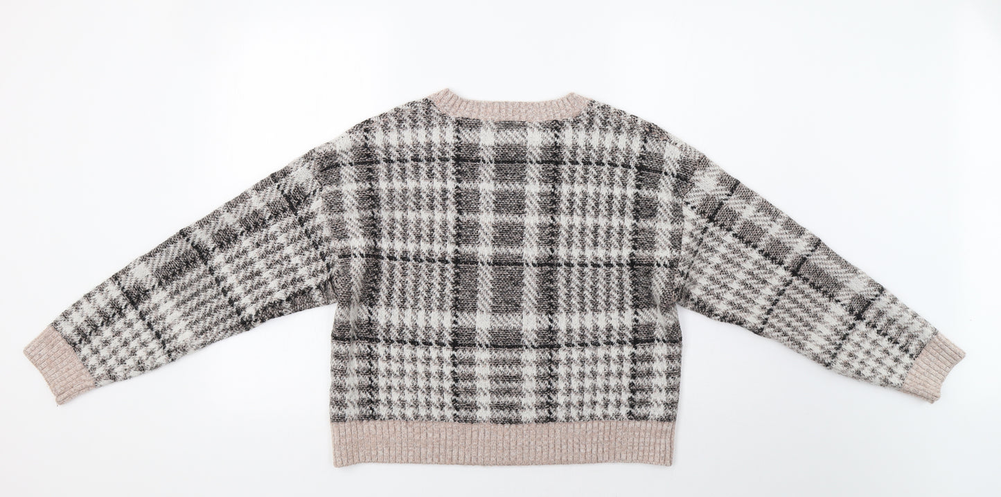 New Look Womens Pink Check  Pullover Jumper Size M