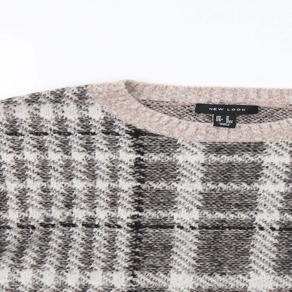 New Look Womens Pink Check  Pullover Jumper Size M