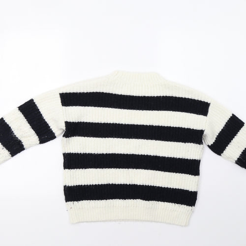 TU Womens White Striped  Pullover Jumper Size 12