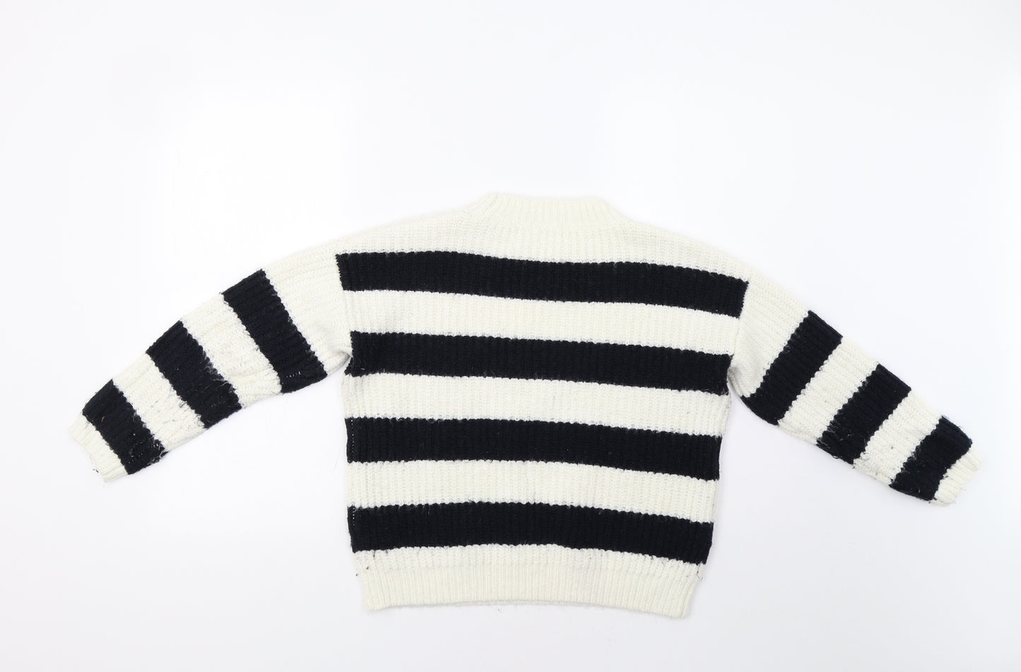TU Womens White Striped  Pullover Jumper Size 12
