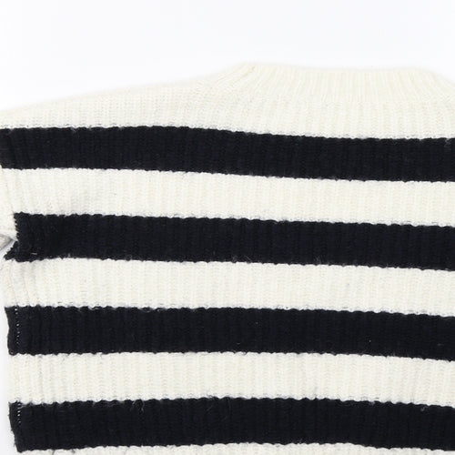 TU Womens White Striped  Pullover Jumper Size 12