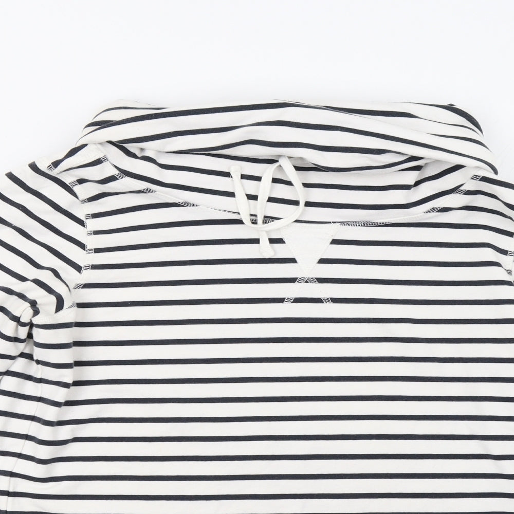 NMext Womens White Striped  Shrug Sweatshirt Size 12